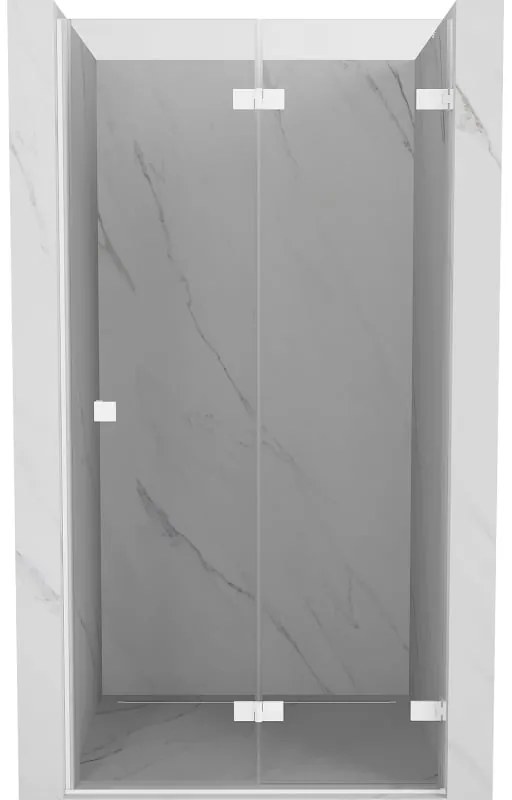 Mexen, Mexen Lunar-F pravé sklápacie sprchové dvere 80 cm, transparentné, biele - 836-080-000-20-00-P