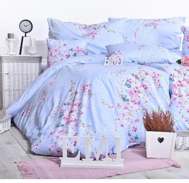 Obliečky bavlnené Stela modré EMI, Predĺžený set jednolôžko obsahuje 1x 140x220 + 1x 70x90