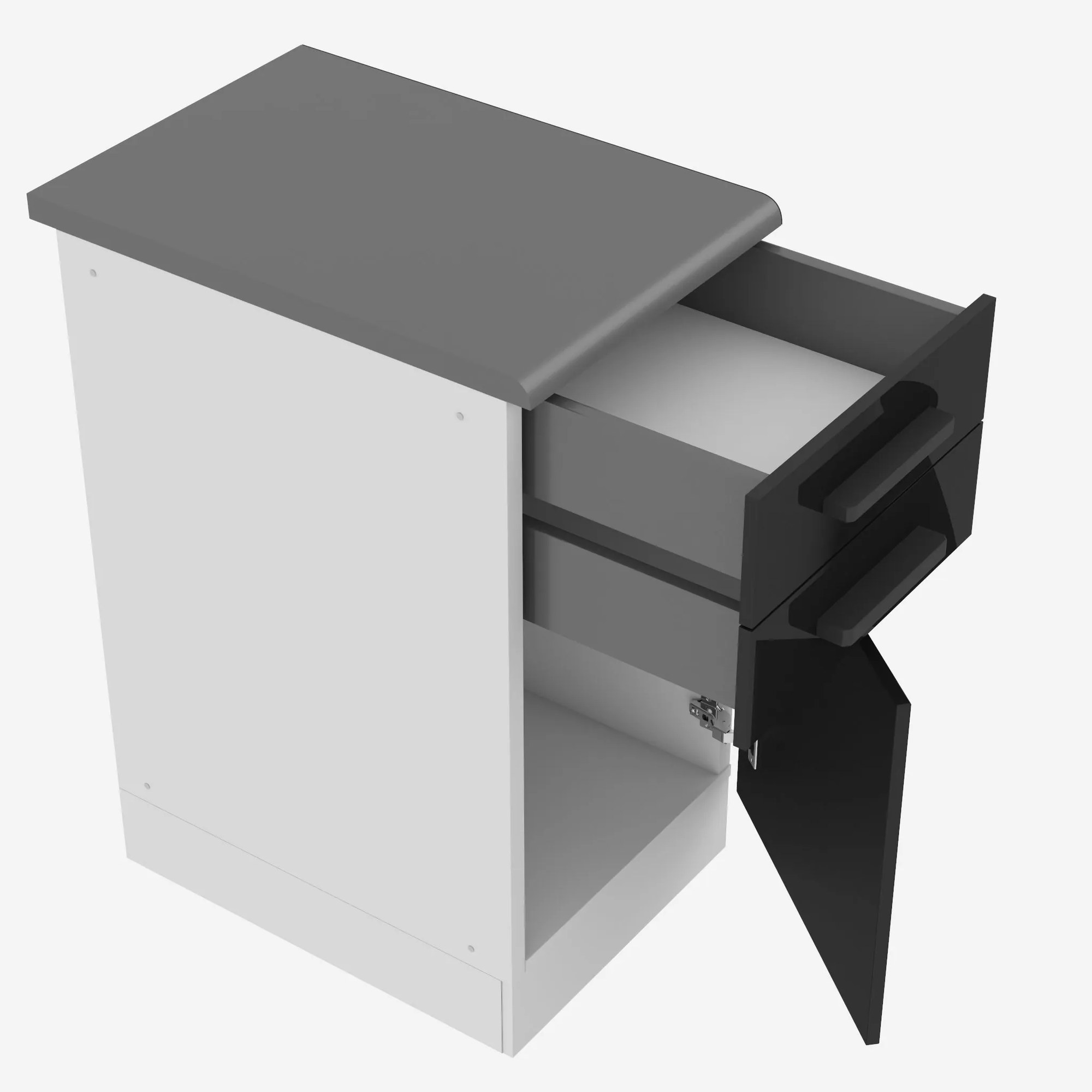 Kuchynská skrinka Belini Premium Full Version spodná so zásuvkami 40 cm čierny lesk s pracovnou doskou