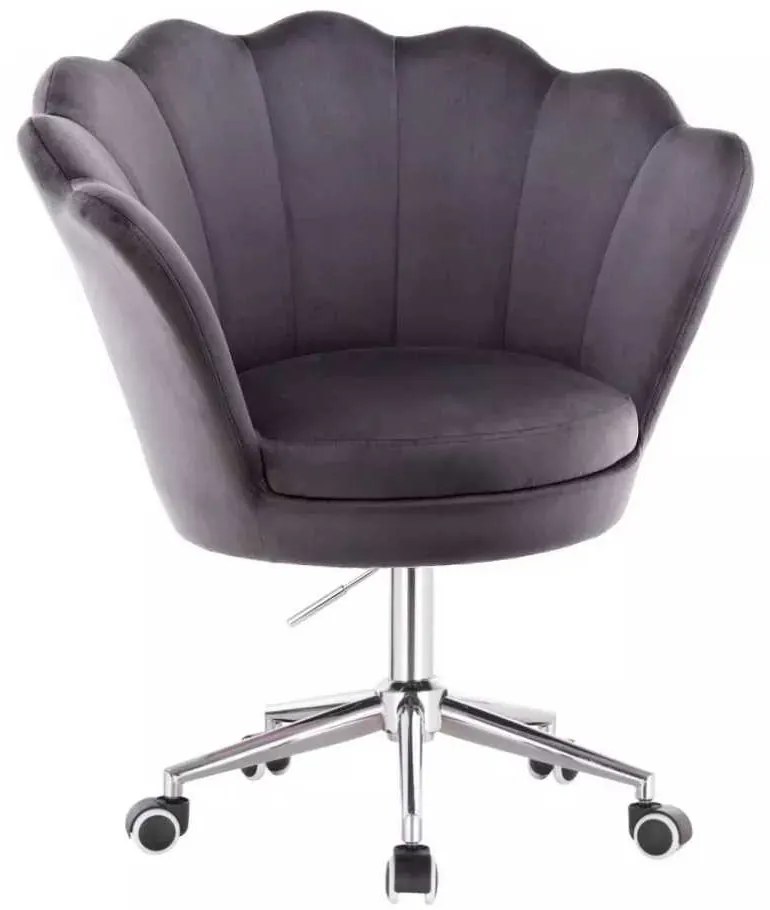 LuxuryForm DESIGN Kreslo FREY VELUR na striebornej podstave s kolieskami - tmavo šedé