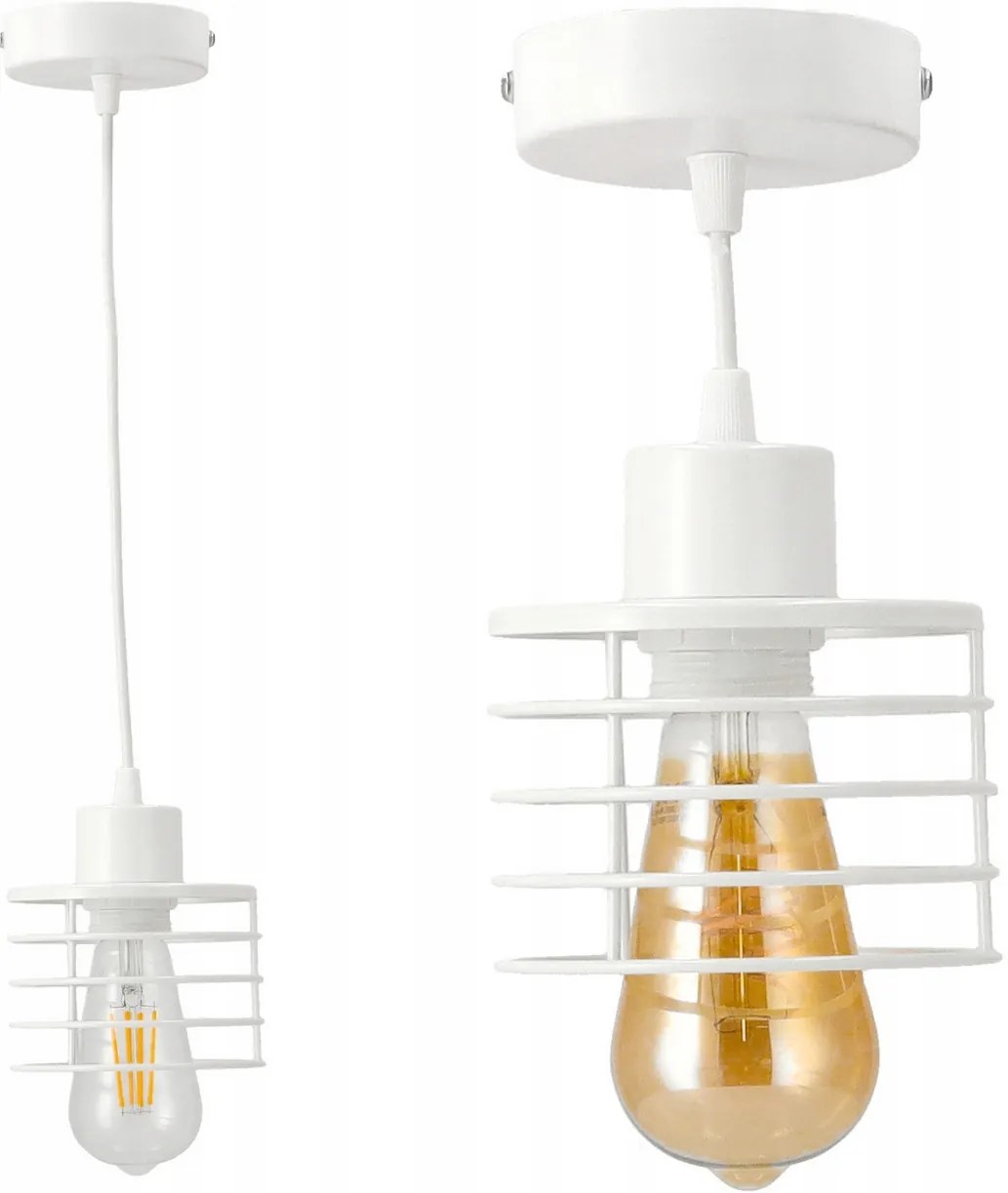 BERGE LED stropná závesná lampa s pružinou biela