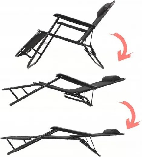 Garden Line SKLADACIA ZÁHRADNÁ STOLIČKA S OPIERKOU HLAVY, ČIERNA *7838