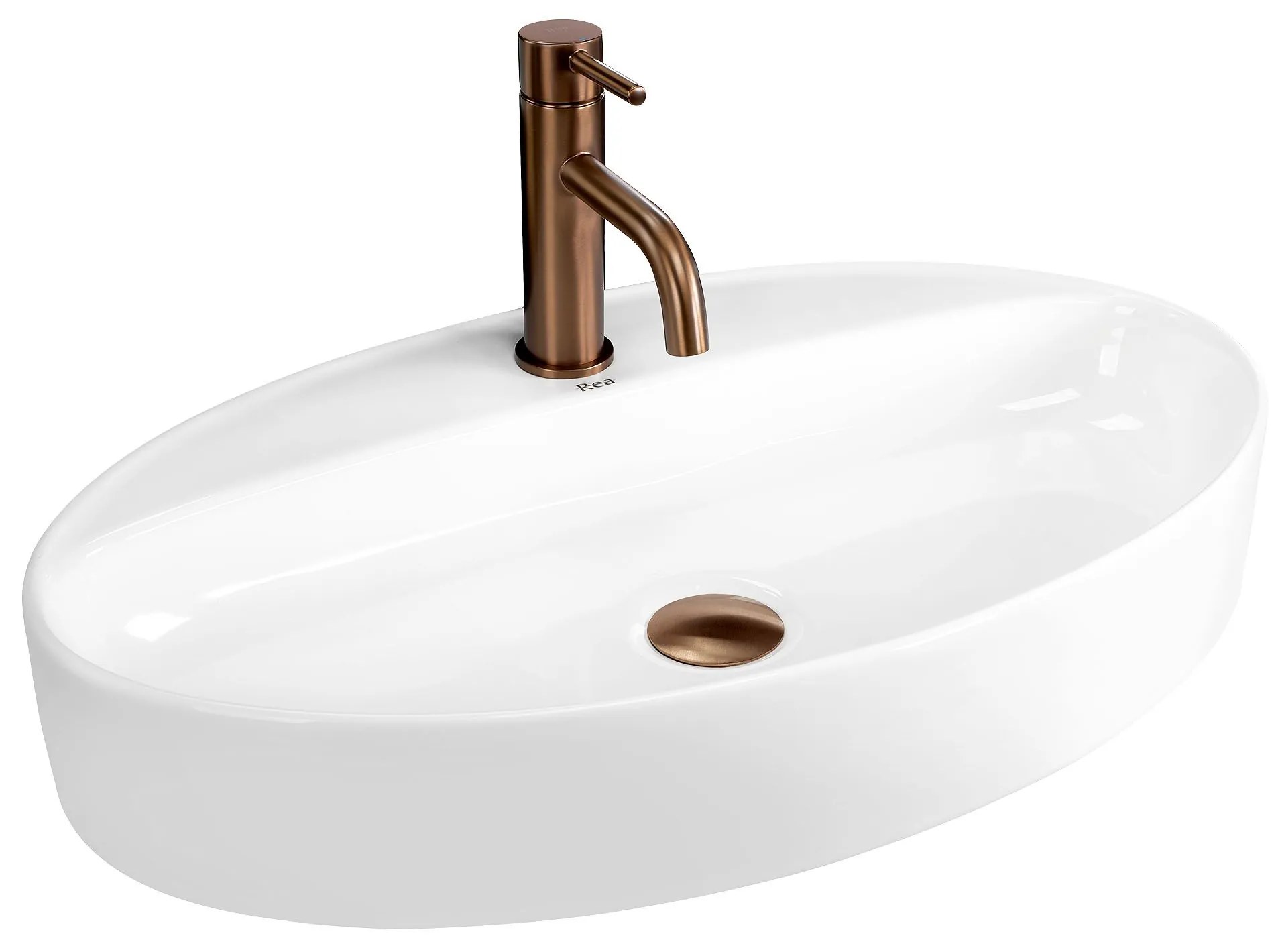 Rea Nastazja, umývadlo na dosku 610x375x105 mm, biela lesklá, REA-U6359