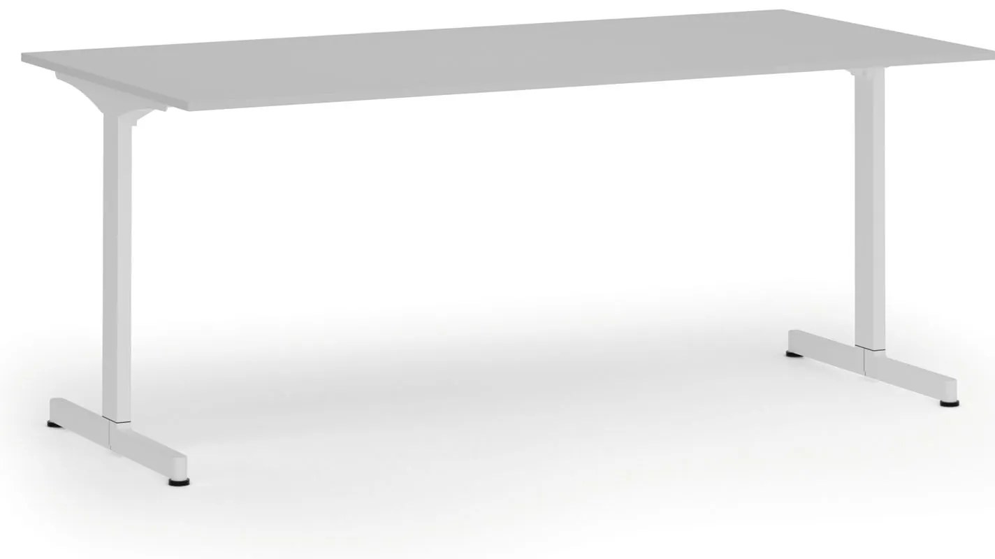 Kancelársky stôl PRIMO BETA, 180x90 cm, biela podnož, sivá