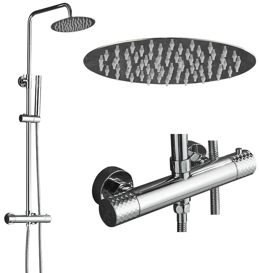 Gamma Roy, sprchová súprava s termostatickou batériou, chrómová, GMA-BRYPZNT-CH