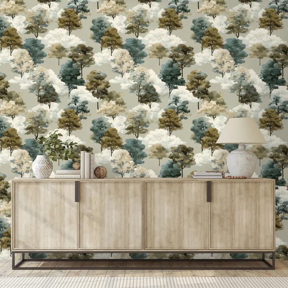 Samolepiaca tapeta akvarelové stromy v zemitých tónoch