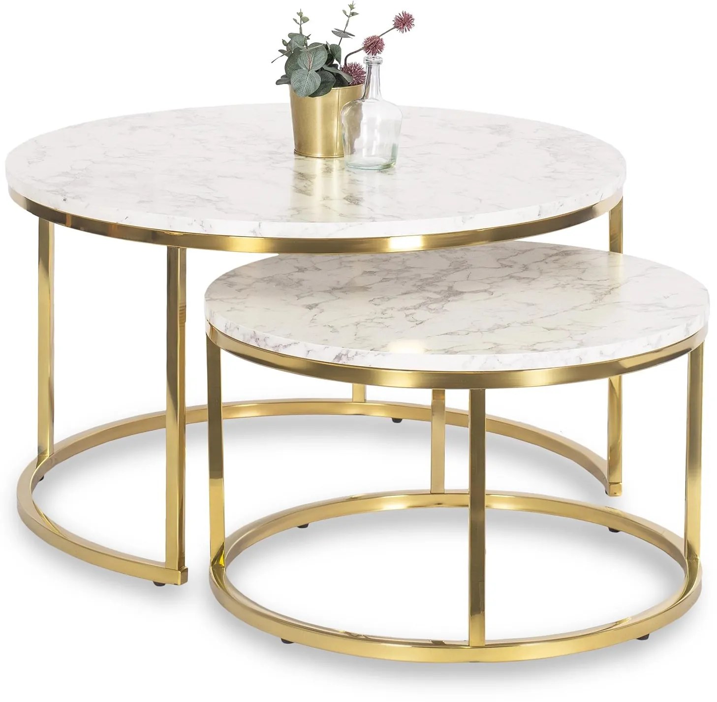 Set 2 konferenčných stolíkov Oponia Max (mramor + zlatá) . Akcia -16%. Vlastná spoľahlivá doprava až k Vám domov. 1119280