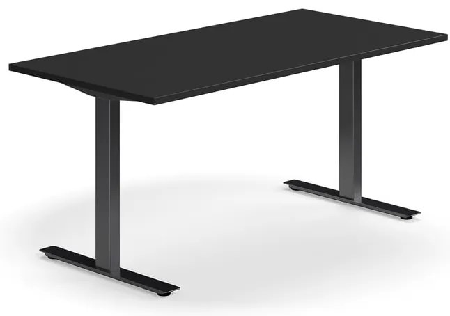 Kancelársky stôl QBUS, rovný, 1600x800 mm, T-rám, čierny rám, čierna