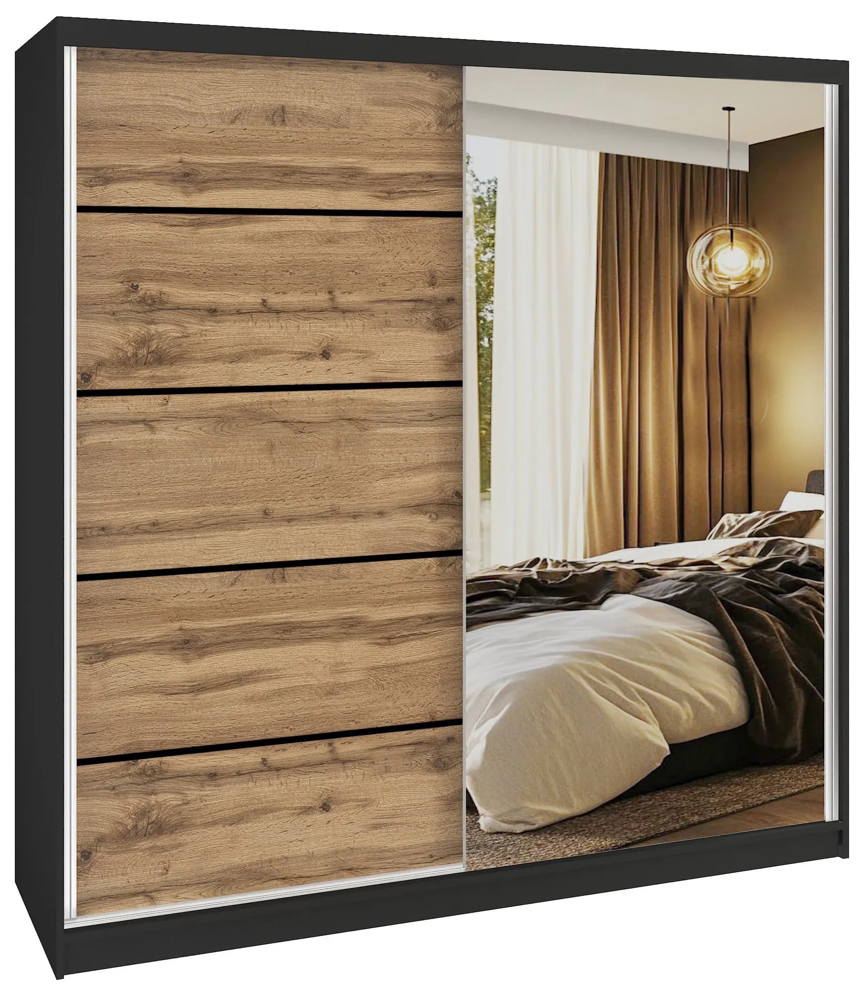 Šatníková skriňa SERENITY 200 cm dub wotan mat MBP SERENITY SZP5/0/B/DW/0/HIAL