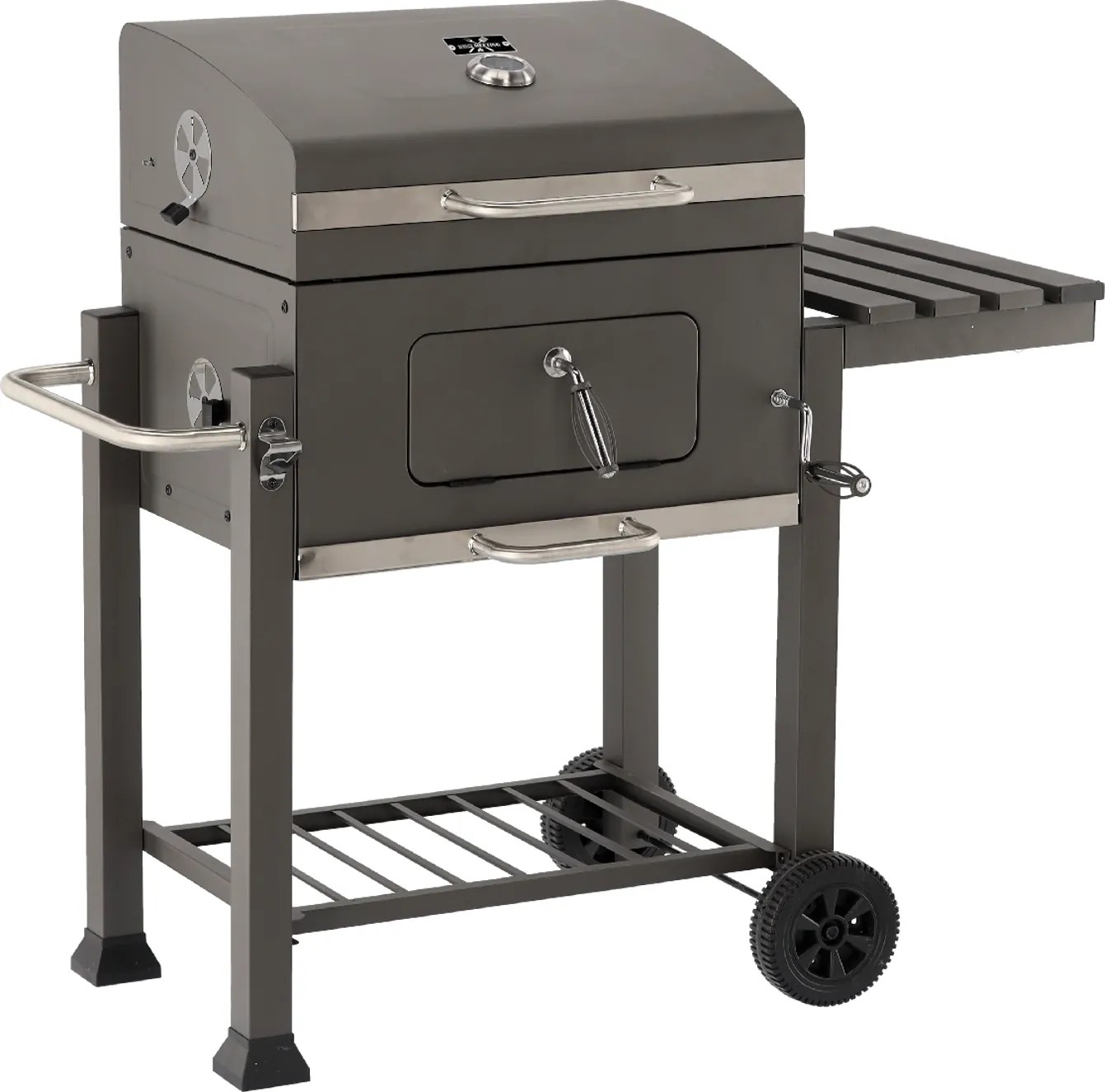 BBQ Meeting VEĽKÝ UHLÍKOVÝ ZÁHRADNÝ GRIL S VEKOU, LÍTNOU GRILOVACOU MREŽOU A KOLIESKAMI 114,5 x 60 x 108 CM *5320