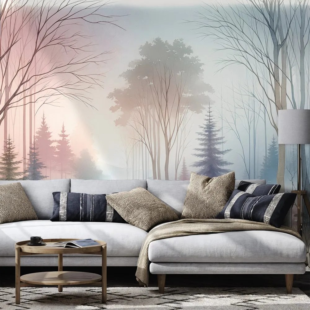 Tapeta pastelová hmlistá krajina