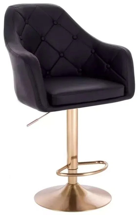 LuxuryForm DESIGN Barová stolička ANDORA na zlatom tanieri - čierna