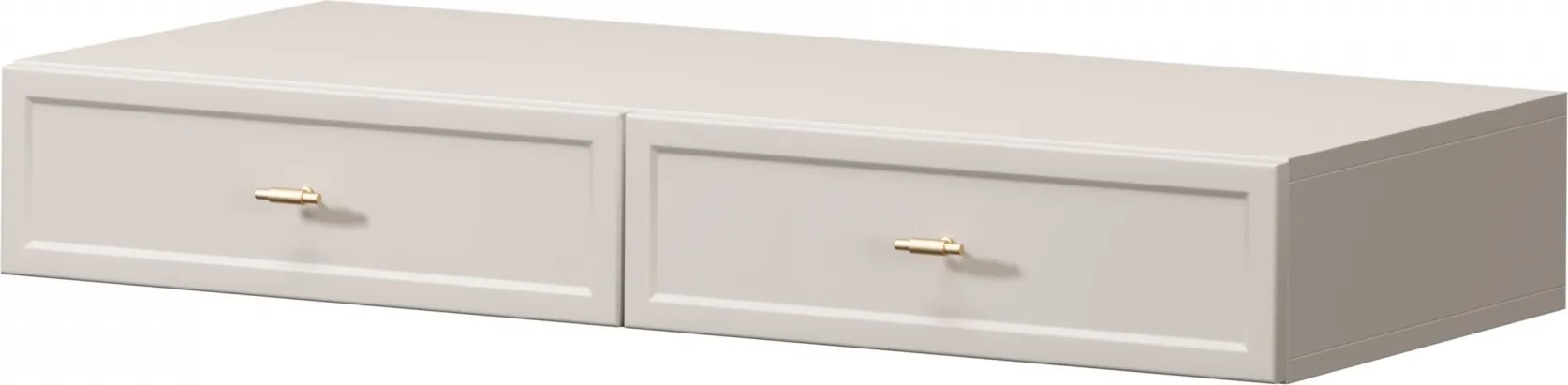 Závesná konzola / toaletný stolík Lorini 100 cm so zásuvkami - kašmír / zlaté úchytky T-bar