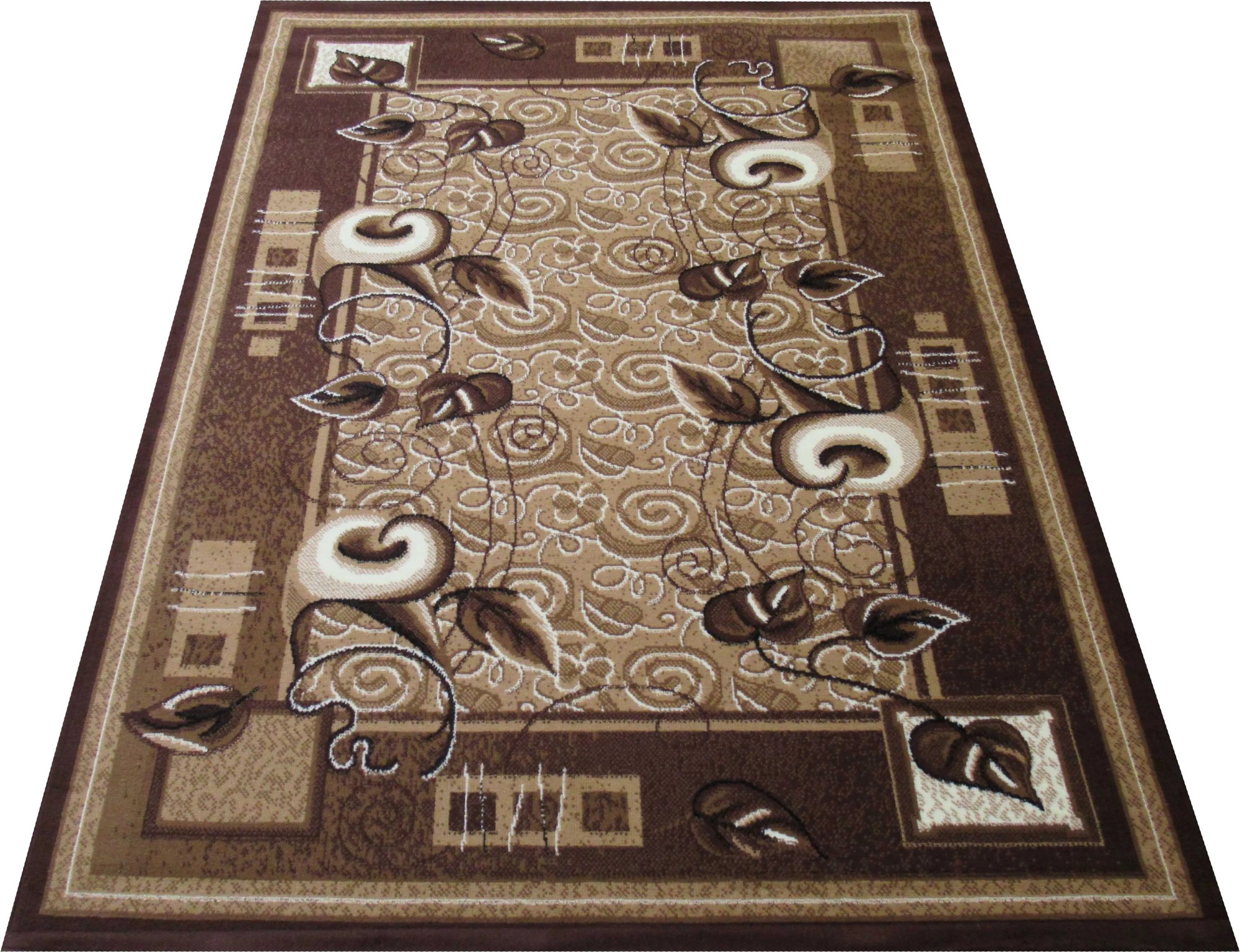 DY Hnedý koberec s kvetinovým vzorom Alfa 11 Rozmer: 40x60 cm