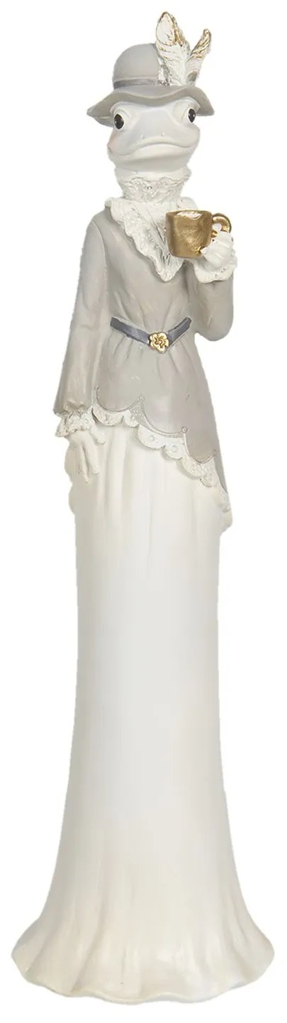 Dekorácie žabie dámy v šedých šatách - 9 * 8 * 30 cm Dekorácie žabie dámy v šedých šatách - 9 * 8 * 30 cm