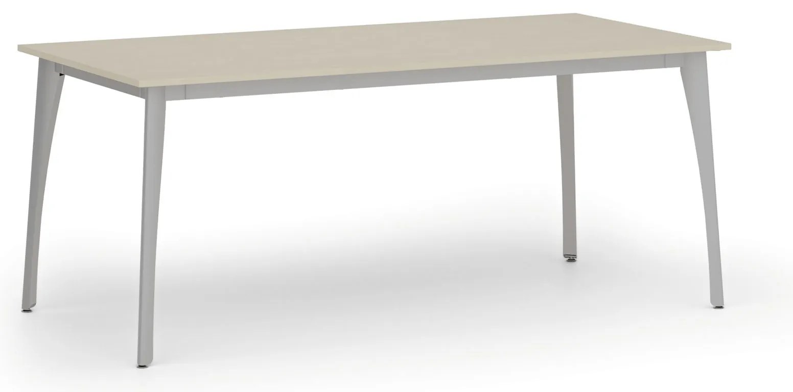 Rokovací kancelársky stôl PRIMO OMEGA, 180x90 cm, sivá podnož, breza