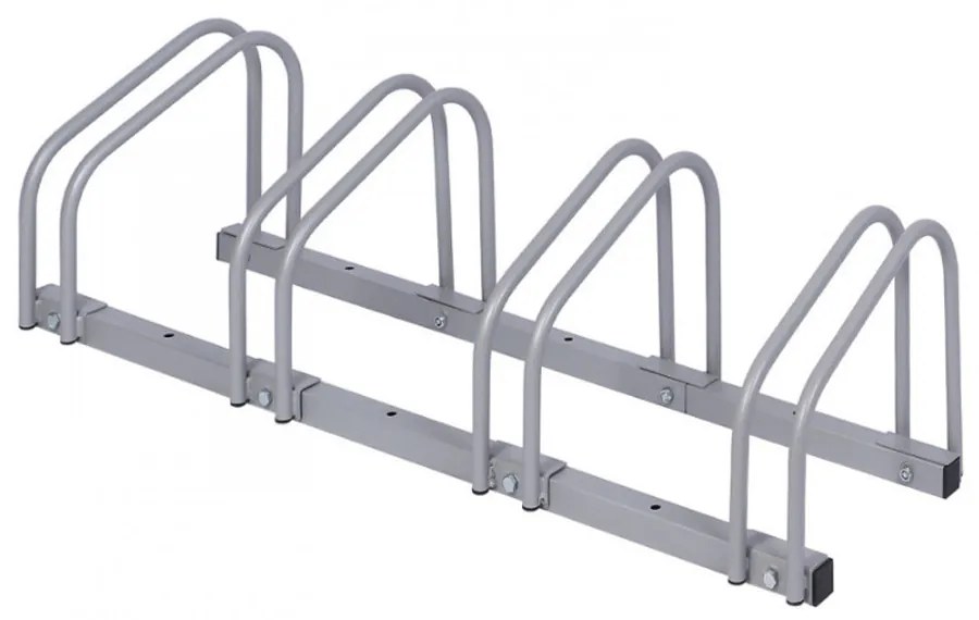 Vonkajší stojan na 4 bicykle, strieborný