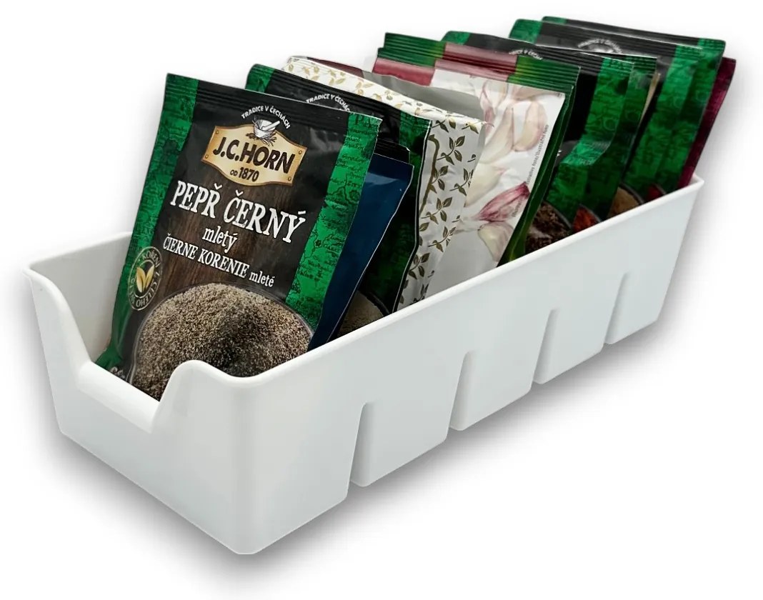 FLORENTYNA Organizér na korenie vo vreckách, zásobník, BEN5 - biely, 30x14x8