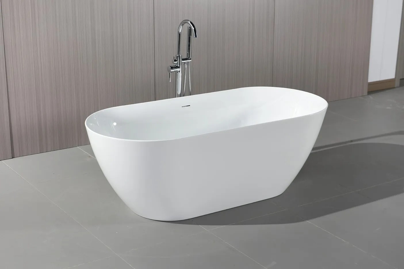 Erga Kaia, voľne stojaca vaňa 150x73 cm + odtoková zátka, biela lesklá, ERG-Kaia-150073-WH-WH