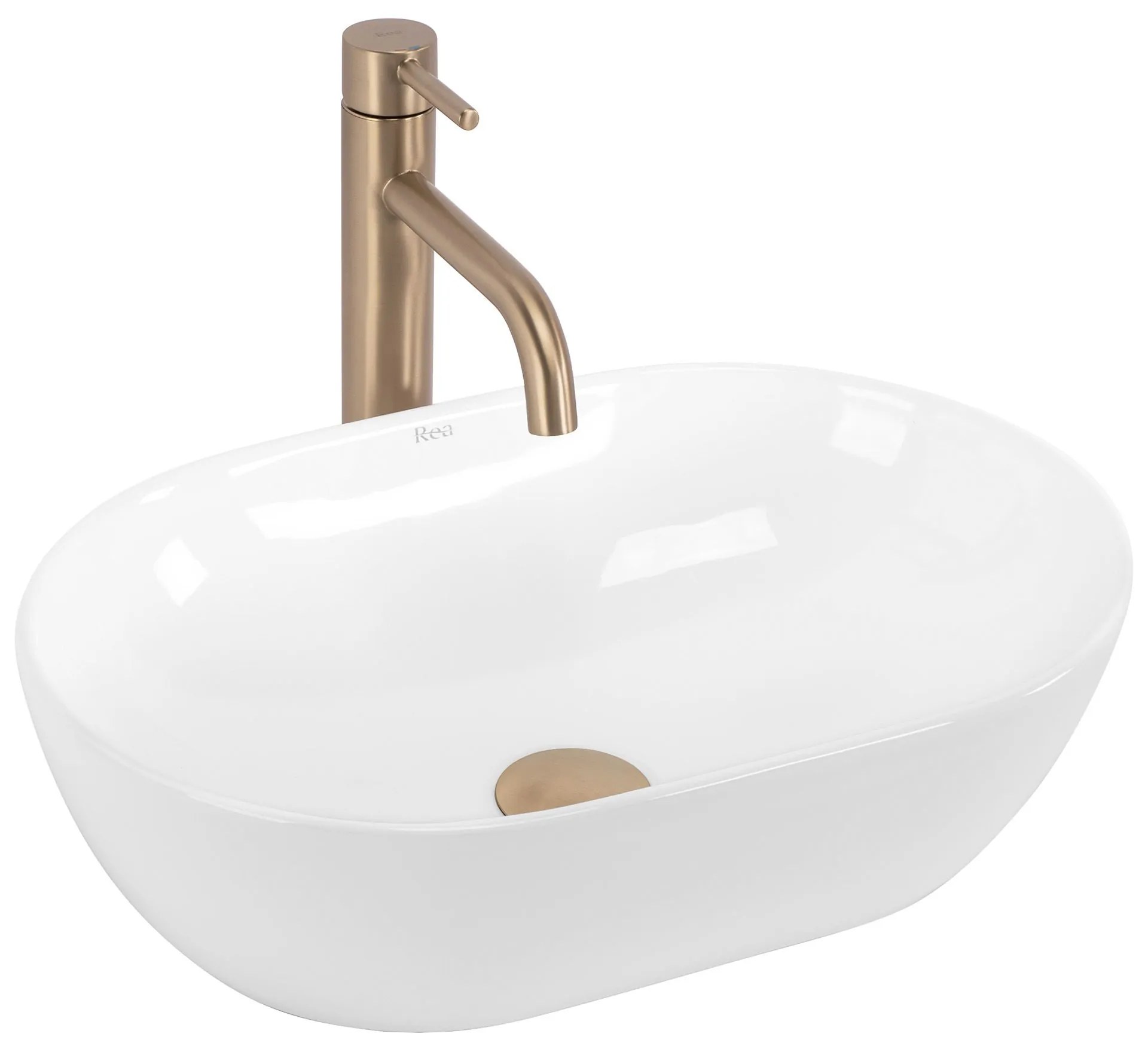 Rea Amelia, umývadlo na dosku 450x305x125 mm, biela lesklá, REA-U4330