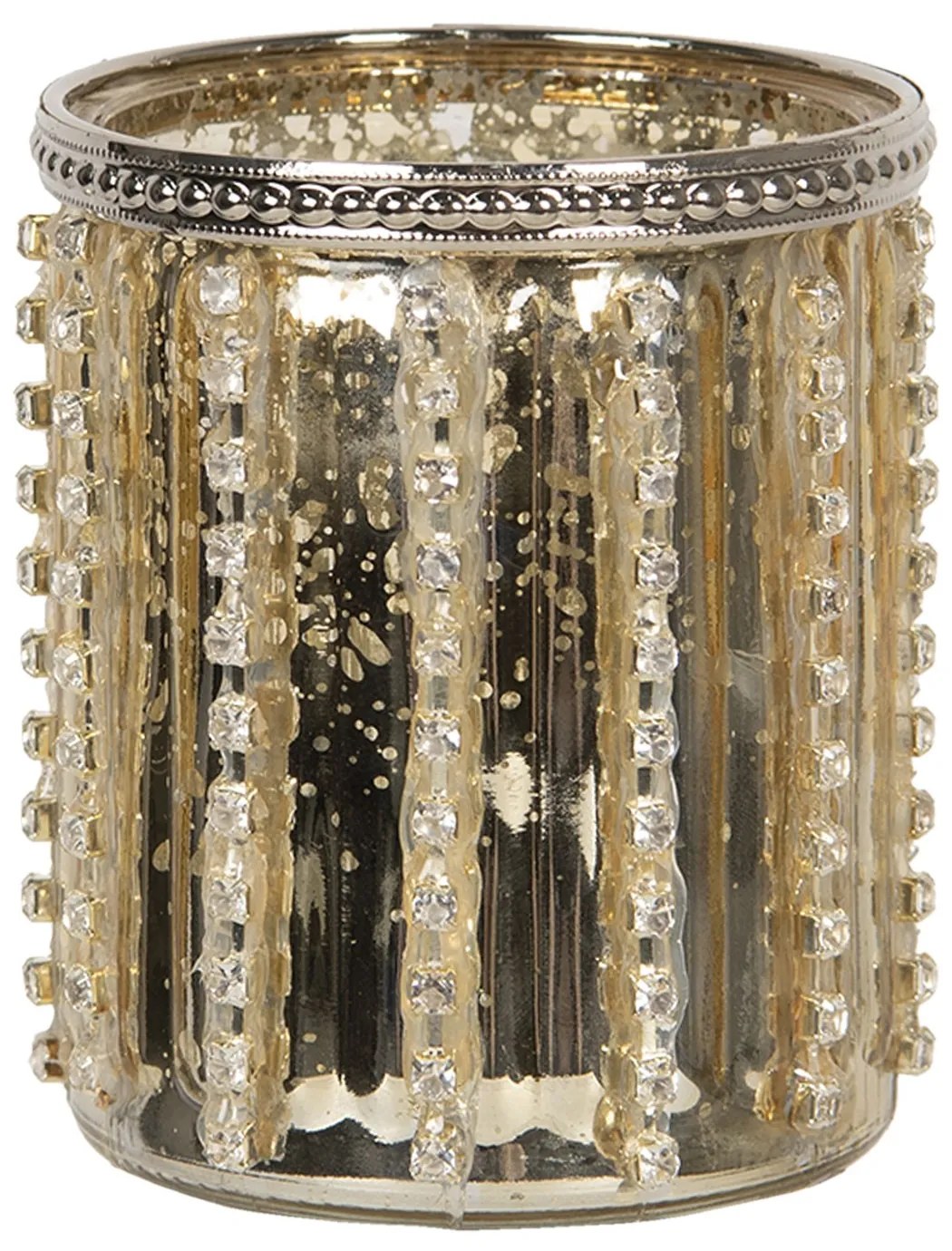 Zlatý sklenený svietnik na čajovú sviečku Sinjon - Ø 8*9 cm