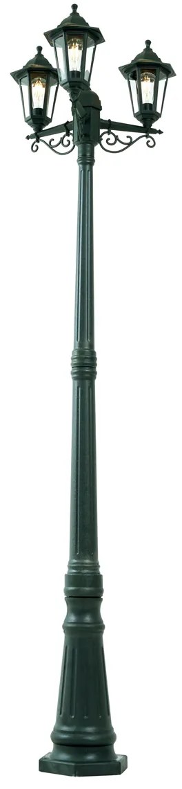Klasická vonkajšia lampa tmavozelená 217cm 3-svetlá IP44 - New Haven