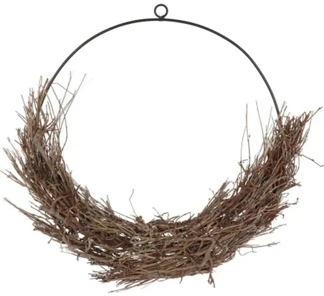 Kovový dekoratívny veniec s vetvičkami a levanduľou - 40 cm