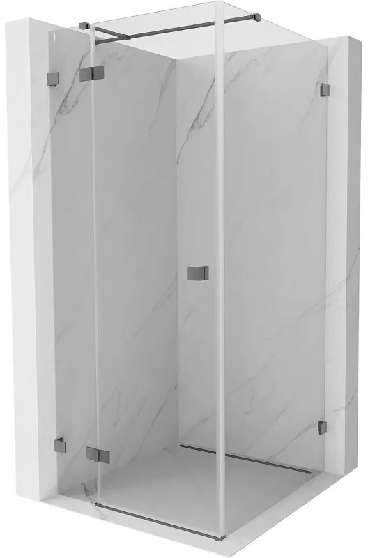 Mexen Lunar T, sklápací sprchový kút ľavý 110 x 110 cm, 8mm číre sklo, grafitový profil, 834T-110-110-95-00-L