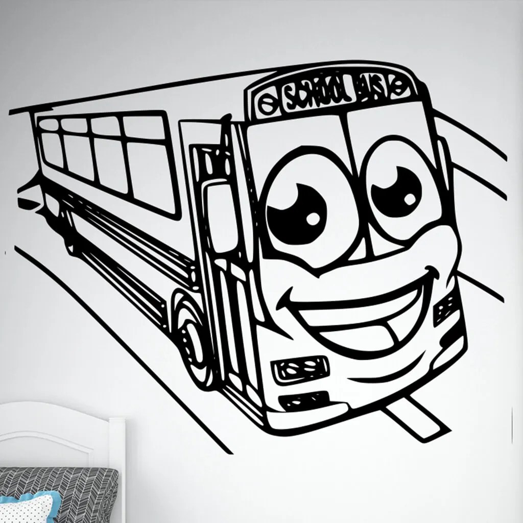 Veselá Stena Samolepka na stenu na stenu School bus Farba: černá