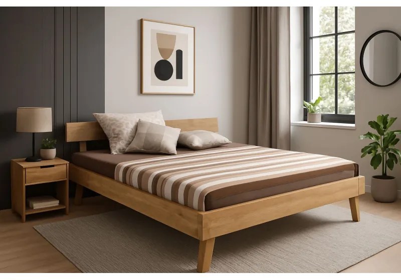 Posteľ 180x200 z mangového dreva s čelom Mango natural