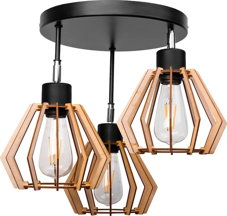 BERGE Stropné závesné svietidlo 3xE27 DIAMOND WOOD