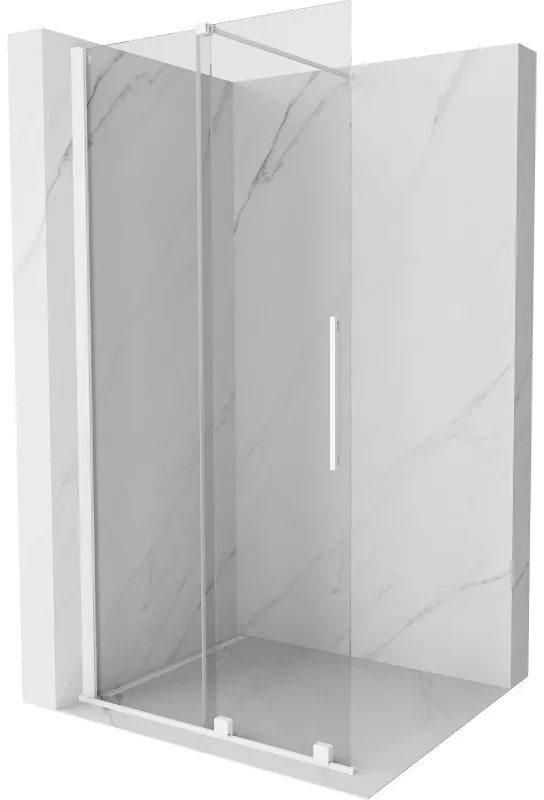 Mexen Velar, posuvné dvere do otvoru typ Walk-In 85 cm, 8mm číre sklo, biela, 871-085-000-03-20