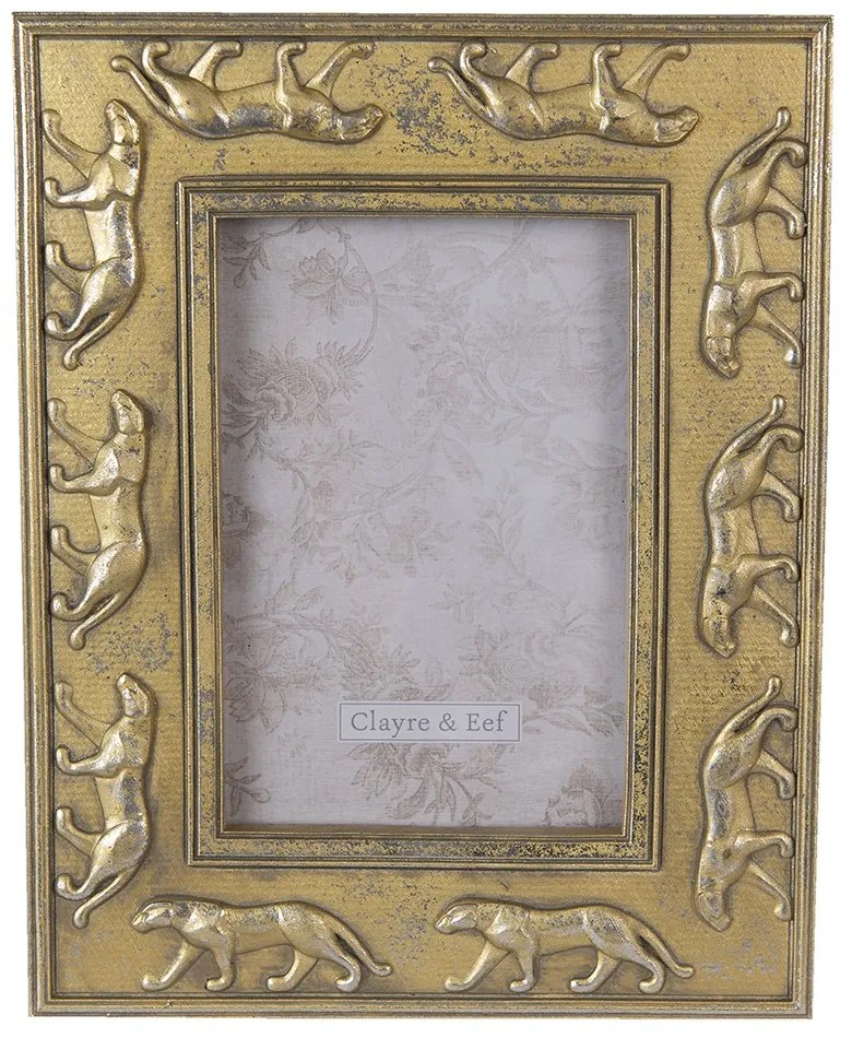 Zlatý antik fotorámik s bombou - 18*2*23 cm / 10*15 cm