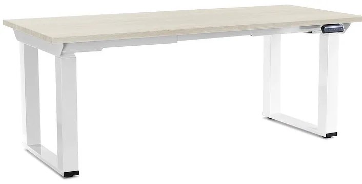 Výškovo nastaviteľný stôl OfficeTech Strong 180 x 80 cm, biela podnož, biely jaseň