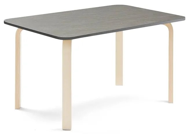 Stôl ELTON, 1200x800x640 mm, linoleum - tmavošedá, breza