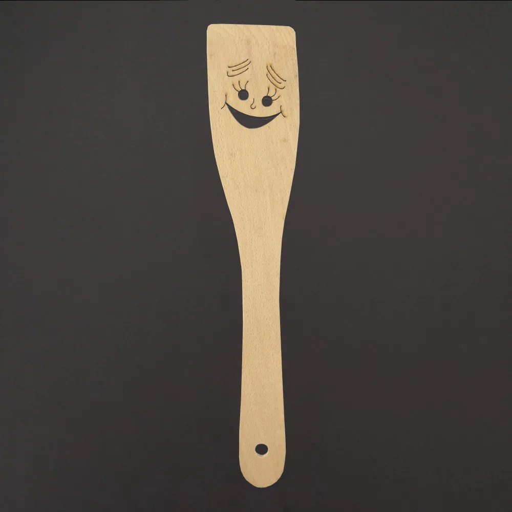 AMADEA Drevená obracačka s veselou tvárou, masívne drevo, 28 cm