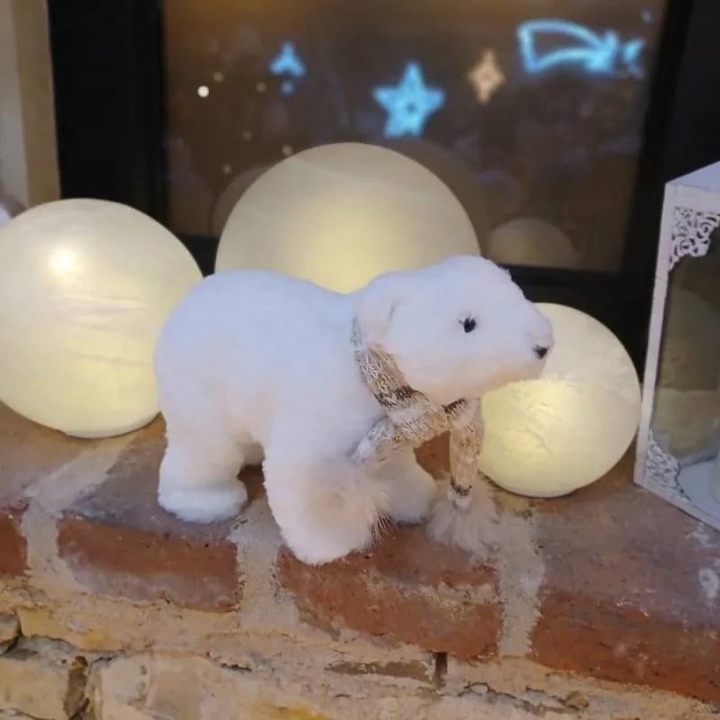 DECOLED Plyšový medvedík, 30 x 11 x 20 cm, biely