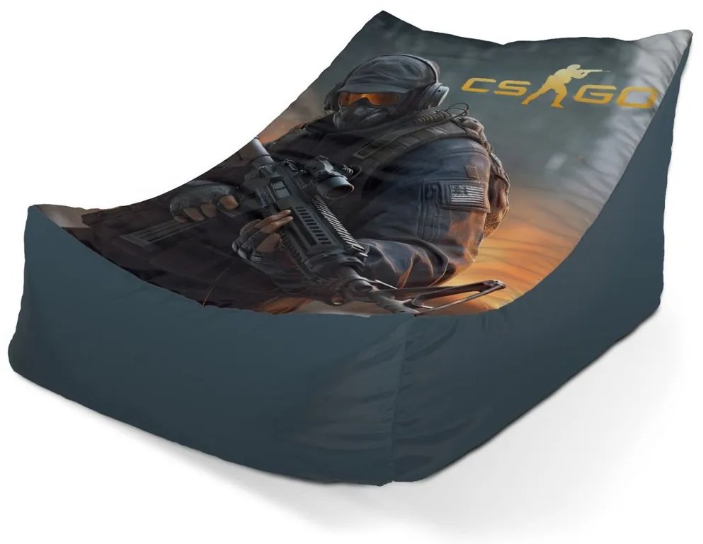 Sedací vak Lounge CS:GO vojak 2 - detský, sivá
