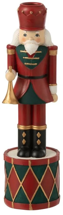 Červený vianočný dekoračný svietnik Luskáčik - 7*7*26 cm