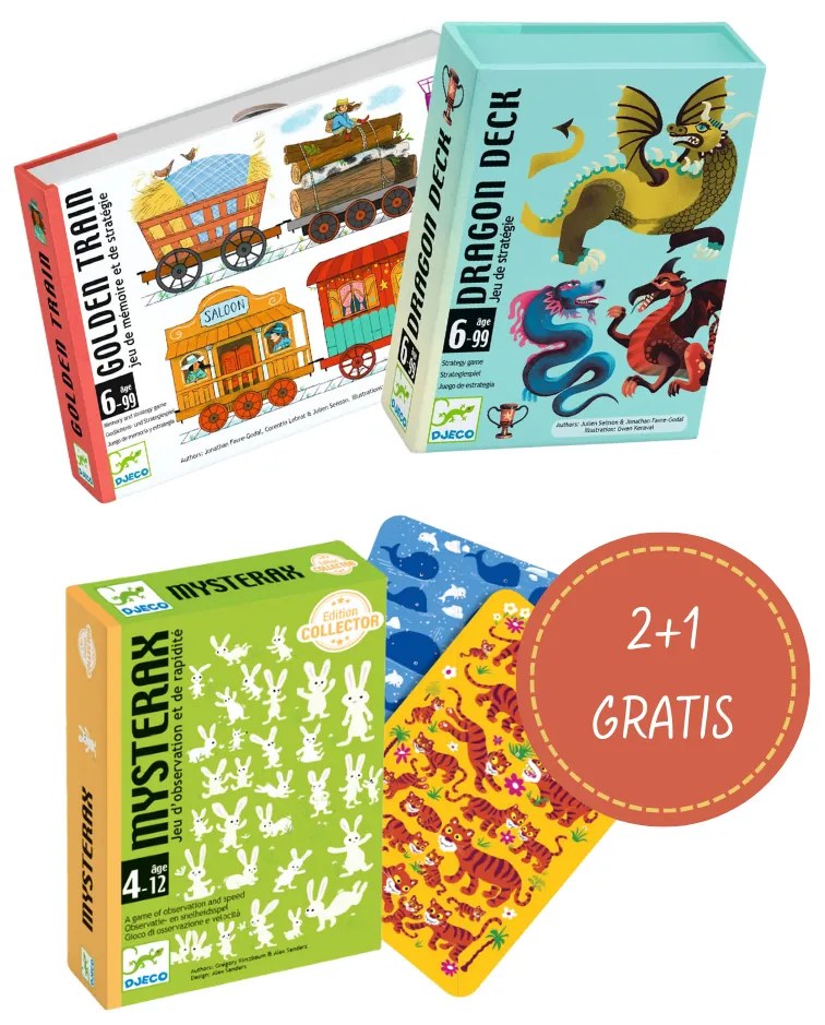 Balíček kartových hier Djeco – Zlatý vlak a Pán drakov
