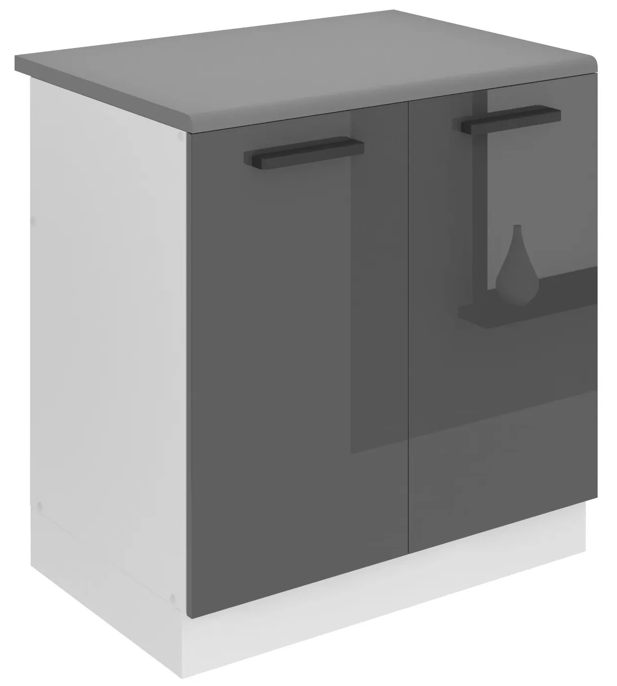 Kuchynská skrinka Belini Premium Full Version drezová 80 cm šedý lesk s pracovnou doskou