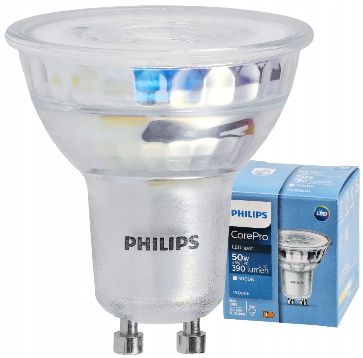 LED žiarovka Philips GU10 - 4,6 W - 390 Lm 36 ° - neutrálna biela - CorePro Premium