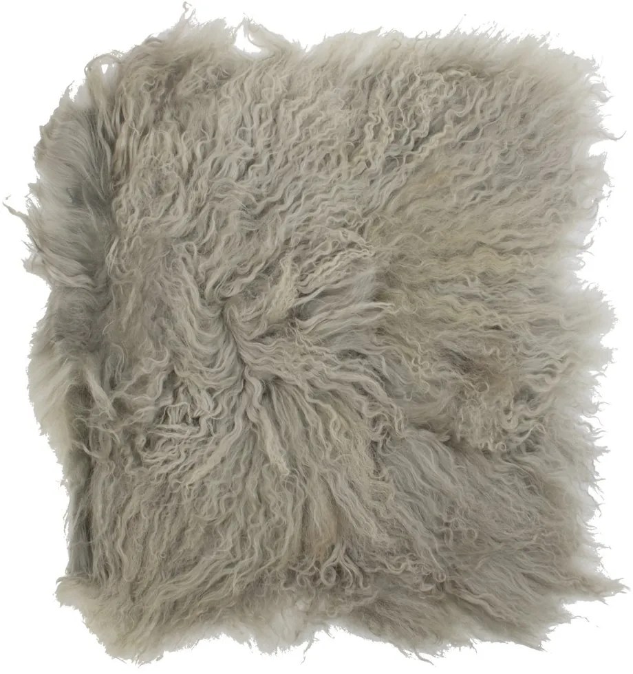 Kožený sivý podsedák dlhý chlp Curly grey - 40*40*2cm