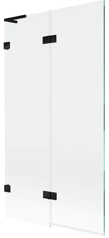 Mexen Lunar L, 2-krídlová vaňová zástena ľavá 100 x 150 cm, číre sklo, čierna matná, 897L-100-100-70-00-L