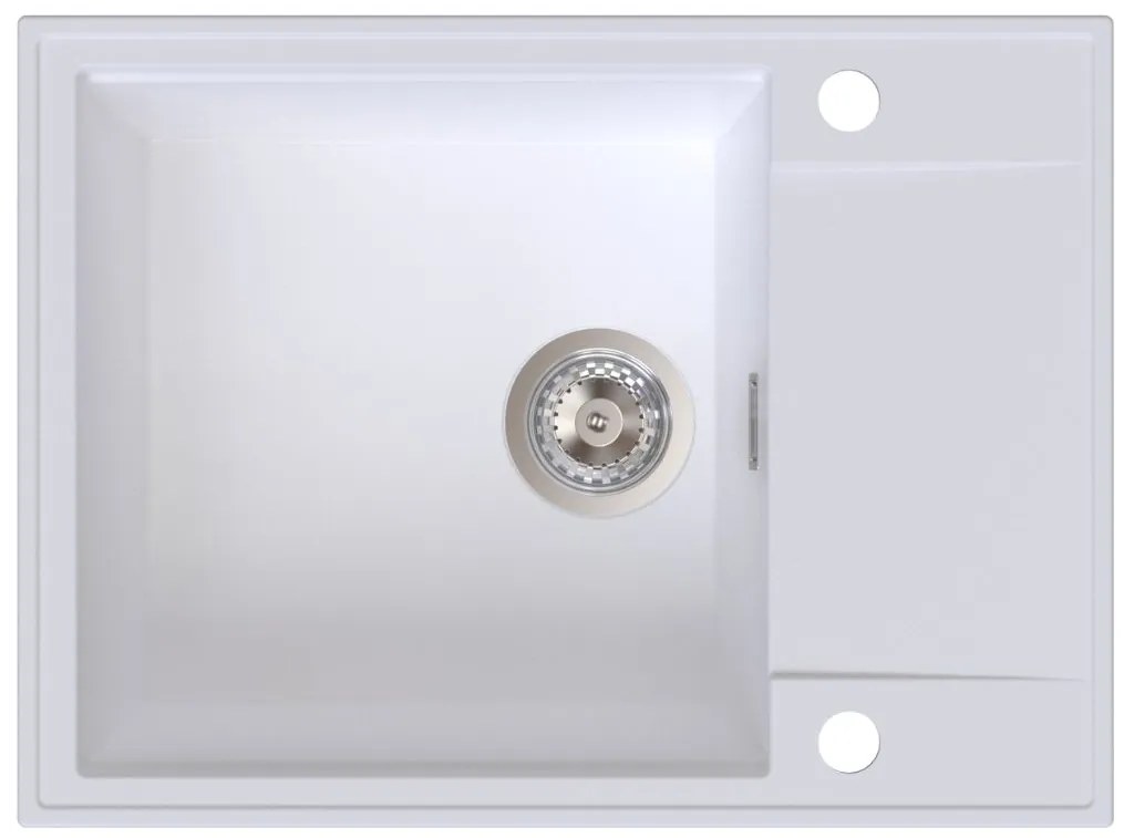 Sink Quality Sink55, kuchynský granitový drez 620x460x215 mm, biela, SKQ-SINK.W.1KKO