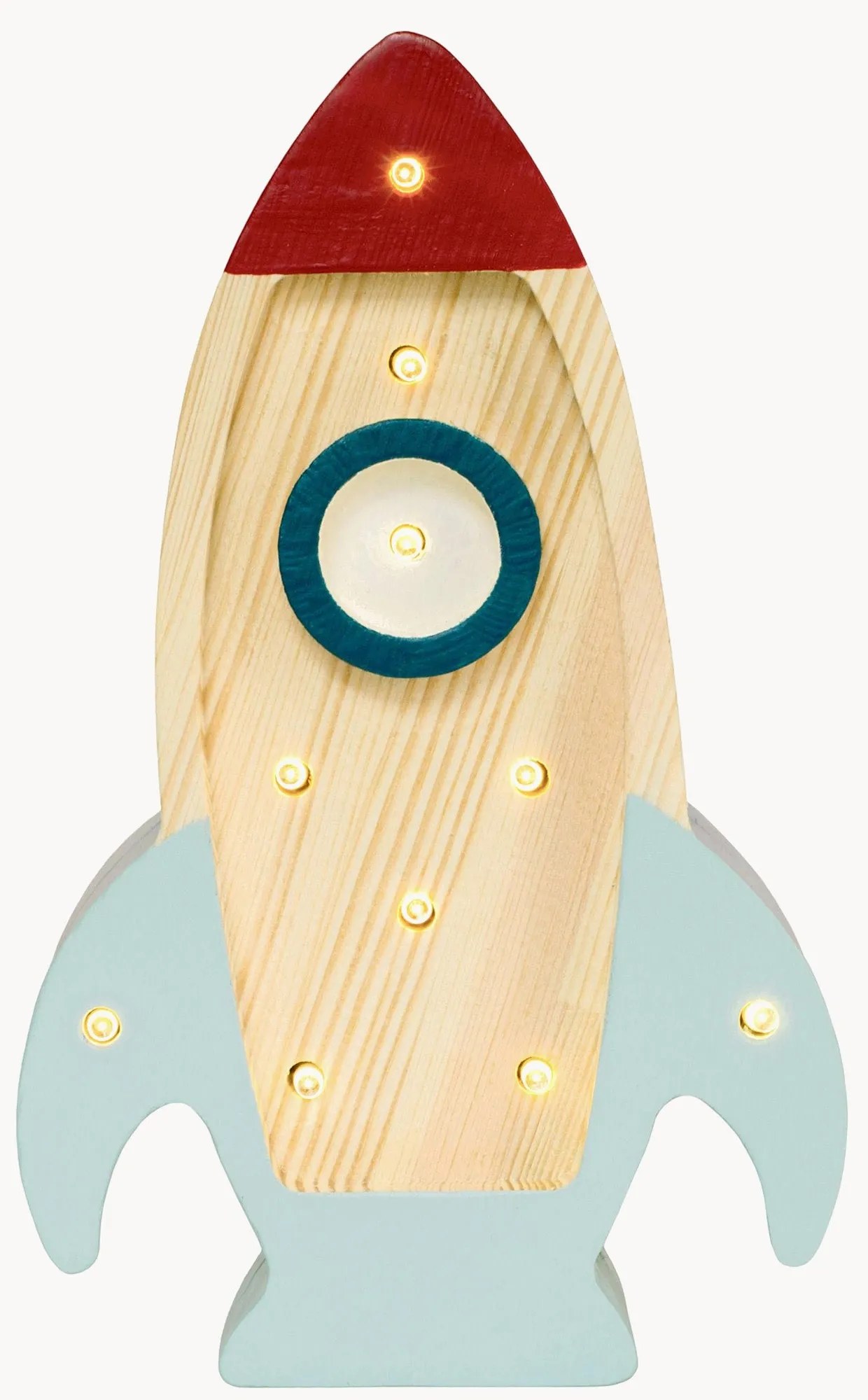 Ručne vyrobená detská lampa's časovačom a diaľkovým ovládaním Rocket Mini