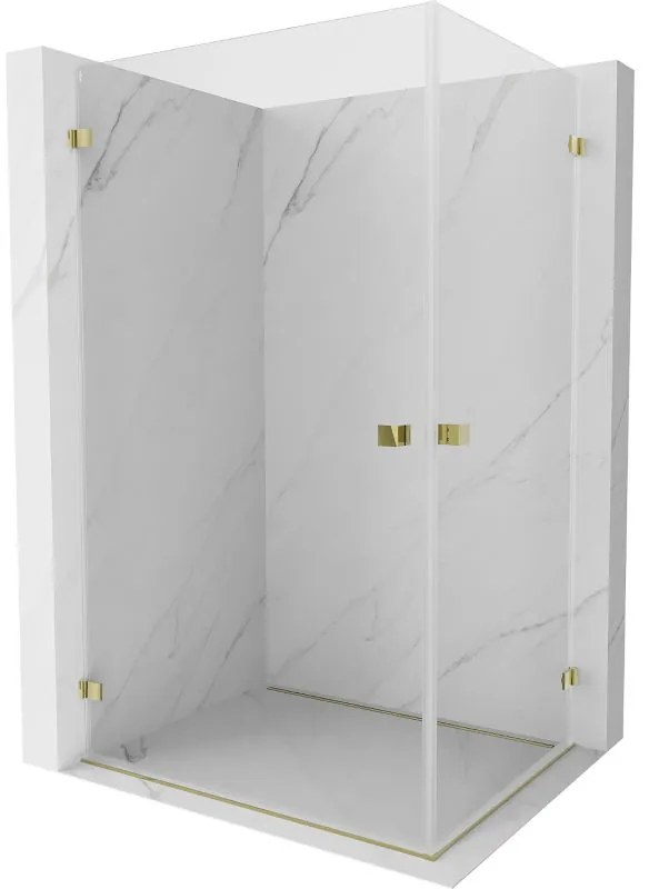 Mexen Lunar-B Duo, výklopný sprchový kút 85 x 70 cm, 8mm číre sklo, zlatý profil, 832-085L-070P-50-00