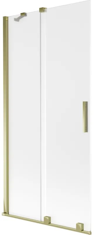 Mexen Velar, 2-krídlová posuvná vaňová zástena 90 x 150 cm, 8mm sklo námraza, zlatá lesklá, 896-090-000-31-50