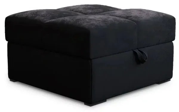 Čierny taburet ZENOVA s úložným priestorom 65x65 cm