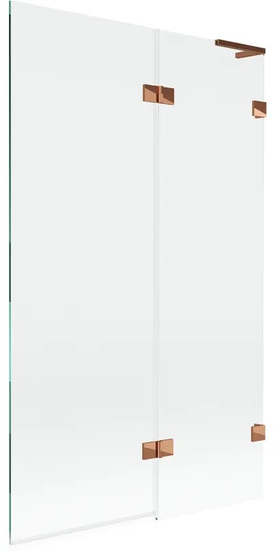 Mexen Lunar L, 2-krídlová vaňová zástena pravá 110 x 150 cm, číre sklo, ružové zlato, 897L-110-100-60-00-P